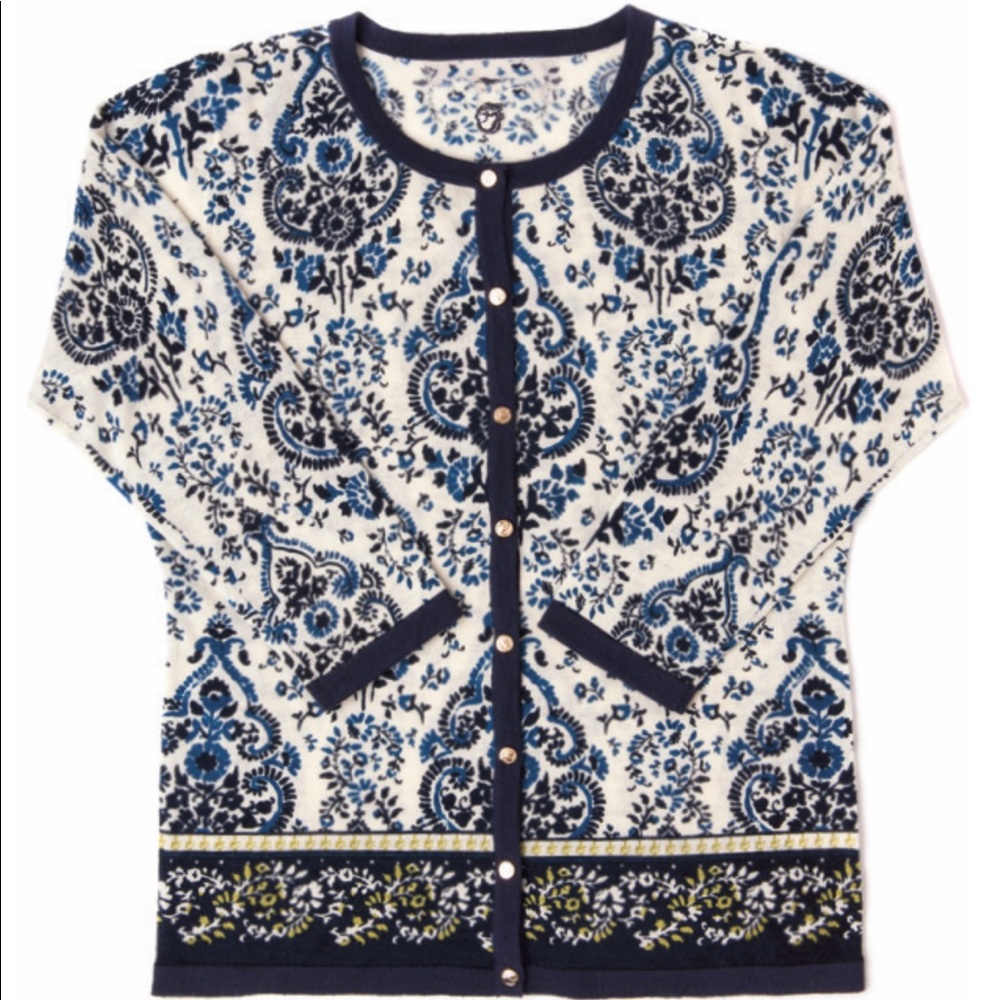 NWT Spartina 449 Size M Blue Paisley Cardigan